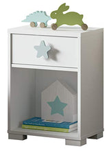 Muebles Pitarch Comodino Sweet, 56 x 40 x 33 cm (Altezza x Larghezza x profondità), Colore Bianco Stella, melamina, Blanco Atlas/Estrella Grigio, Regular