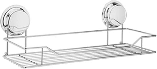 UWY Mensola da Bagno Moderna Senza Foratura Cestello portaoggetti in Acciaio Inossidabile Supporto per Ventosa a Parete Contenitore per Doccia a Parete 1 ripiano Rettangolo Argento Staffa da Bag