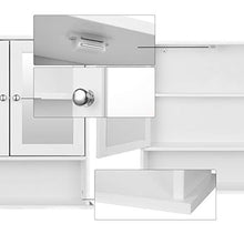 EUGAD Mobiletto Pensile da Bagno con Specchio Salvaspazio Armadietto da Lavabo con Due Porte 56 * 13.5 * 58.5cm Bianco 0020WY