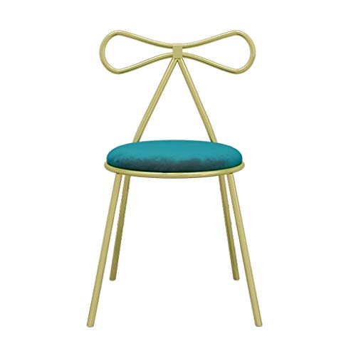 LF SOFA Bow Dining Chair Nordic Home Indietro Presidenza Ragazza Camera Lron Rosso Medicazione Sedia di Ferro Chair Nordic Net Creativo (Color : Blue)