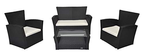 SAMIRA Salotto da Giardino in Rattan, Set di divani da Esterno in polyrattan MOD. Aurora Nero