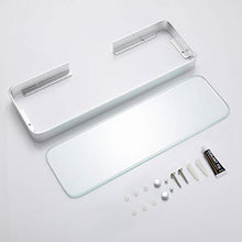 Kinlo - Mensole da bagno e mensole senza fori, in vetro temprato, autoadesive, in alluminio, da appendere alla parete, per cucina, bagno, doccia, colore: Argento 25 cm