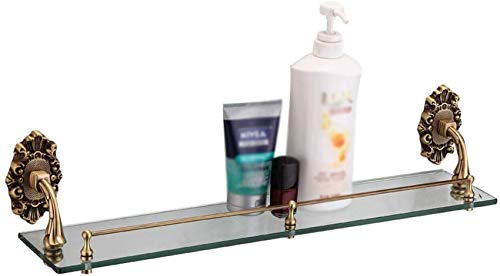 UWY Mensola per Doccia da Appendere in Vetro per Bagno Mensola per Doccia da Appendere a Parete Disegno Cestino portaoggetti WC in Rame Supporto da Bagno in Oro Staffa per Trucco in Ottone Suppo