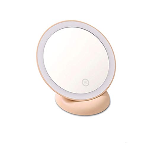 Specchio da Tavolo per toeletta Specchio Rotondo, Ricarica USB Trucco Desktop Mirror Specchietto a 360 ° ad Alta Definizione Specchio Dormitorio Viaggi Specchio Portatile Specchio per Il Trucco della
