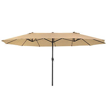 SONGMICS Ombrellone Doppio da Giardino, Parasole di 460 x 270 cm, Extra Grande, UPF50+, con Manovella, per Mercato Esterno Terrazzo, Base Non Inclusa, Tortora GPU36BR