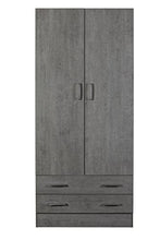 COMPOSAD | Armadio della Linea FACILE con 2 Ante e 2 Cassetti, Armadio con Ante, Camera da Letto, Dimensioni (LxAxP) 81,90x184,40x46,30 cm, Colore Grigio Cemento, Made in Italy