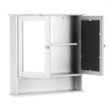 XHCP Armadietto da Bagno a Parete con Ante a Doppio Specchio Armadio con ripiano Regolabile (Bianco)