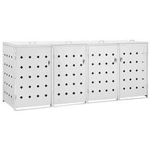 Tidyard Copribidone per Spazzatura Quadruplo per 4 Bidoni in Acciaio Inox da Giardino per Esterno,Copribidone da Giardino per Esterno,Copribidone in Acciaio,Copribidone in Metallo 276x77,5x115 cm