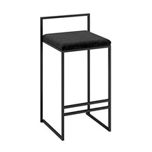 Seggiola da bar Set di 2 sgabelli moderni, Velluto Sedie da pranzo, Seduta imbottita in tessuto con gambe in metallo nero, condimento Sala Sedia di casa, Nero, Altezza seduta 75 cm ristorante