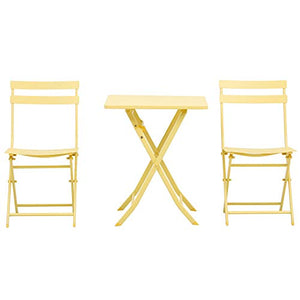 Set Tavolo e 2 Sedie Pieghevoli da Giardino in Metallo Giallo
