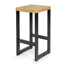 Magnetic Mobel Sgabelli Alti Bar Vintage Cucina Moderni in Ferro Industriali Design Impilabili Sgabello Alto da Bar Nero Quercia, 75 cm