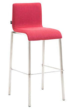 CLP Set 2 Sgabelli Kado Impilabili I Set Coppia Sgabelli Bar Fissi con Schienale E Poggiapiedi in Stoffa E Gambe Squadrate, Colore:Rosso, Colore del Telaio:Acciaio Inossidabile