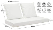 EXTROITALY Cuscini Belem Ecopelle Beige Mis.120x60 + schienali 60x60 pz.02 per Esterno/Interno arredo Pallet da Giardino Divanetto per bancale Cuscini Interno Poliuretano Tessuto Lavabile Sfoderabile
