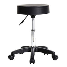 ZXYDD - Sgabello girevole su ruote, regolabile, seduta imbottita rivestita in pelle sintetica, sgabello rotondo per massaggi, colore: nero