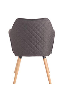 Poltroncina Design Scandinavo Gent in Tessuto I Sedia Attesa Imbottita con Braccioli I Poltrona Deco Salotto rétro Moderna, Colore:Grigio Scuro, Colore della Cornice:Natura