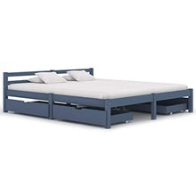 SKM Giroletto con 4 Cassetti Grigio in Massello di Pino 180x200 cm (43.28kg)