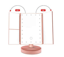 MGWA - Specchio compatto per trucco, 22 LED, con luce LED, specchio per trucco, specchio LED, 1 x 2 x 3 x 10 x con ingrandimento da tavolo regolabile a 180 gradi