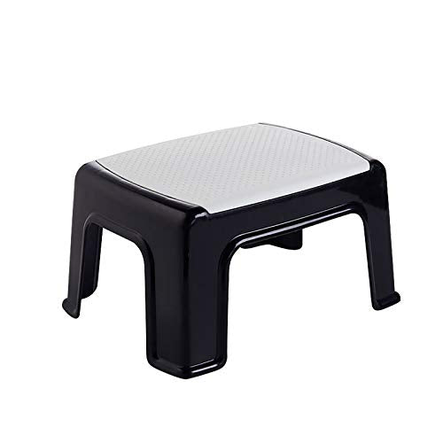 WYB Sgabello in plastica, Sgabello Piccolo e Antiscivolo Piccolo e Leggero, poggiapiedi Portatile in One-Step, Adatto per Cucina, Bagno e Toilette,Nero