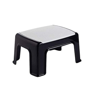WYB Sgabello in plastica, Sgabello Piccolo e Antiscivolo Piccolo e Leggero, poggiapiedi Portatile in One-Step, Adatto per Cucina, Bagno e Toilette,Nero