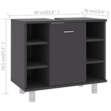 vidaXL Armadio da Bagno Grigio 60x32x53,5 cm in Truciolato