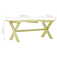 E E-NICES Tavolo da Giardino 170x73x70 cm in Legno di Pino Impregnato
