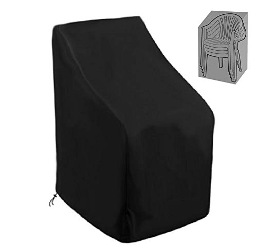 ClothHouse Fodera per Sedia Impilabile Giardino, Rivestimento Oxford+PU, Antivento Antipioggia|Copertura Patio Sedie Impilabili Protezione Mobili da Giardino All'aperto (64 X64 X 70 / 120Cm, Nero)