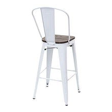 Sgabello con Schienale bistrot Design Industriale HWC-A73 Legno Metallo Verniciato Bianco
