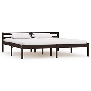 BIGTO - Struttura per letto in legno di pino massiccio, per la casa, per camera da letto, colore: Marrone scuro, 160 x 200 cm
