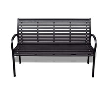 Dioche Panchina da giardino a 3 posti con schienale, 125 cm, in metallo, per esterni e terrazze, colore: nero