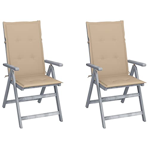 vidaXL Sedie da Giardino Reclinabili 2 pz con Cuscini Massello Acacia