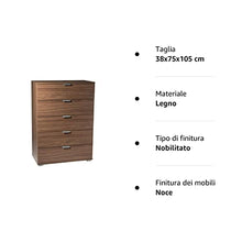 MeMi Me612NOC Cassettiera, Legno, Noce, 38x75x105 cm