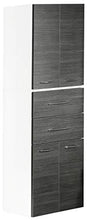 FACKELMANN Vadea - Armadietto da bagno doppio alto, 70,5 x 169 x 32 cm, 4 ante e 2 cassetti, colore: Bianco/Nero