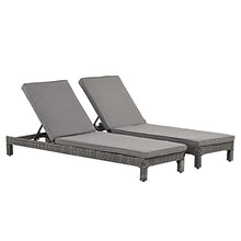 Outsunny Set 2 Sdraio da Giardino Cuscino Imbottito Regolabile su 6 Livelli in Rattan 196x65x22 cm Grigio