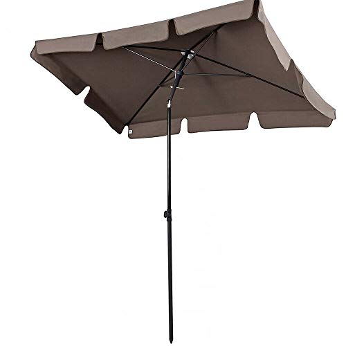 BAKAJI Ombrellone da Giardino Palo Centrale 200 x 125 cm Palo 32mm 4 Stecche Struttura Acciaio Inclinazione Regolabile Arredamento Esterno Gazebo Piscina Giardino Terrazzo Ambienti Esterni Tortora