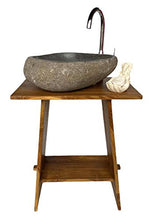 Fahome Lavabo in legno di teak naturale, 70 x 60 x 40 cm, in legno massiccio