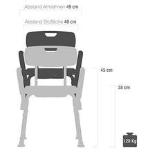 Teqler ® T-135303 sedia da doccia, sgabello da bagno, sedia da doccia per persone bisognose di cure, sedia da doccia regolabile in altezza, 38-45 cm