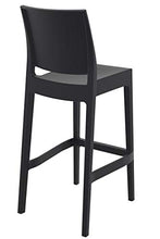 CLP Set 2 Sgabelli Bar Maya Impilabili In Polipropilene I Coppia Sedie Sgabello Alte Outdoor Con Schienale Alt 75CM, Colore:nero
