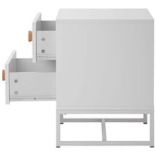Plcnn Set di 2 comodini, comodino con 2 cassetti, in legno MDF e metallo, 48 x 39,5 x 52 cm, comodino bianco piccolo per casa, ufficio, soggiorno, camera da letto