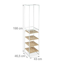 Relaxdays Stand Appendiabiti, 3 Scomparti, Aperto, Scaffale Componibile, Guardaroba, Acciaio, HLP 198x43x46,5 cm, Bianco