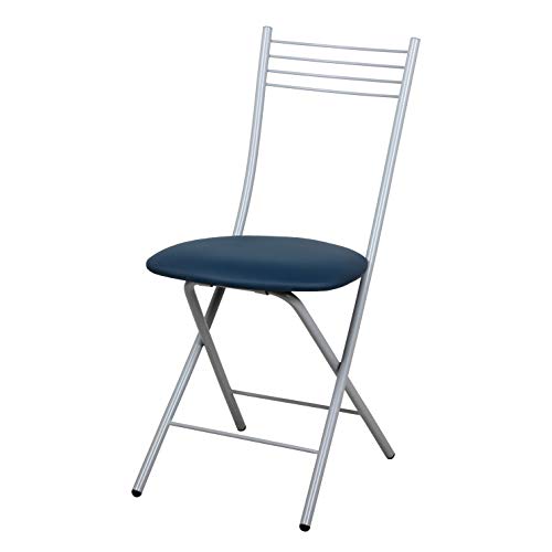Generico 2 Sedie Pieghevoli in Metallo ed Ecopelle Blue Saturn Set di 2 SEDIE per Cucina Soggiorno Bar Ristorante