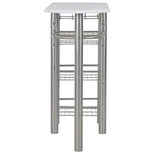 vidaXL Set da Bar 3 pz con Mensole Robusto Pratico Pieghevole con Portabottiglie Tavolo e Sgabelli in Legno e Acciaio Bianco e Argento
