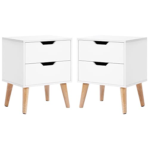 Q-HL Comodino Set di 2 Comodini Comodino Stile Nordico Cabinet con 2 Cassetti Armadio da Incasso Ad Incasso per Camera da Letto Soggiorno, 45 * 35 * 56,5 Cm Bianco