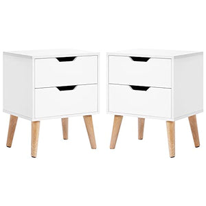 Q-HL Comodino Set di 2 Comodini Comodino Stile Nordico Cabinet con 2 Cassetti Armadio da Incasso Ad Incasso per Camera da Letto Soggiorno, 45 * 35 * 56,5 Cm Bianco