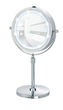WENKO LED Specchio da appoggio Lumi - ingranditore 5x, superficie specchiante ø 17.5 cm 500 % ingrandimento, Acciaio, 21 x 38-49 x 13.5 cm, Cromo