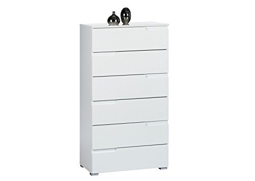 AVANTI TRENDSTORE - Spice - Comò, Cassettiere e Mobile TV, in Laminato di Colore Bianco con Anteriore in Lucido (Cassettiera Grande)
