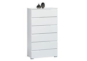 AVANTI TRENDSTORE - Spice - Comò, Cassettiere e Mobile TV, in Laminato di Colore Bianco con Anteriore in Lucido (Cassettiera Grande)