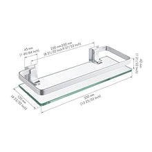 Umi. Bathroom Glass Shelf Anodized Aluminum Tempered Glass 8MM Extra Thick 2 Pack Retangular 1 Tier Storage Organizer Wall Mount Sliver, A4126A-P2