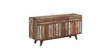Zerone - Credenza retrò, in legno massiccio, stile vintage, con 3 cassetti, 145 x 40 x 75 cm