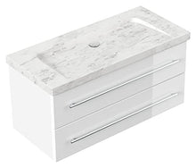 Mobile bagno marmo Bianco Carrara Damo 100cm,senza foro, bianco lucido
