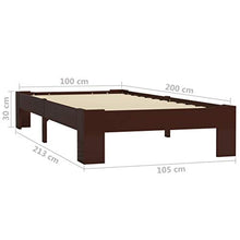 BIGTO - Struttura letto in legno di pino massiccio, per camera da letto, 100 x 200 cm, colore: Marrone scuro